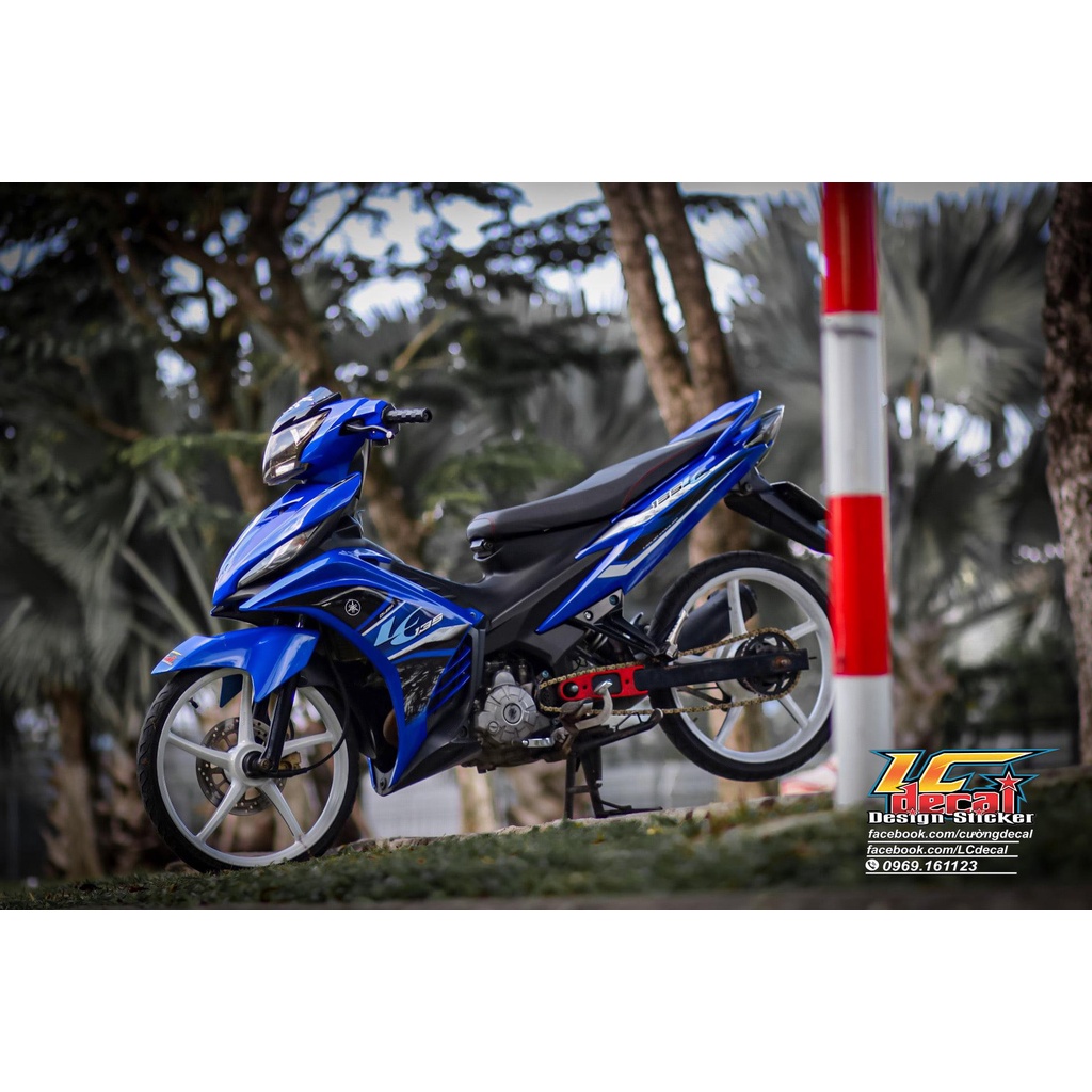 [Ảnh thật] Tem Decal Rời mẫu LC 135 cho Exciter 5 số xanh Gp - tem chuẩn form - sắc nét