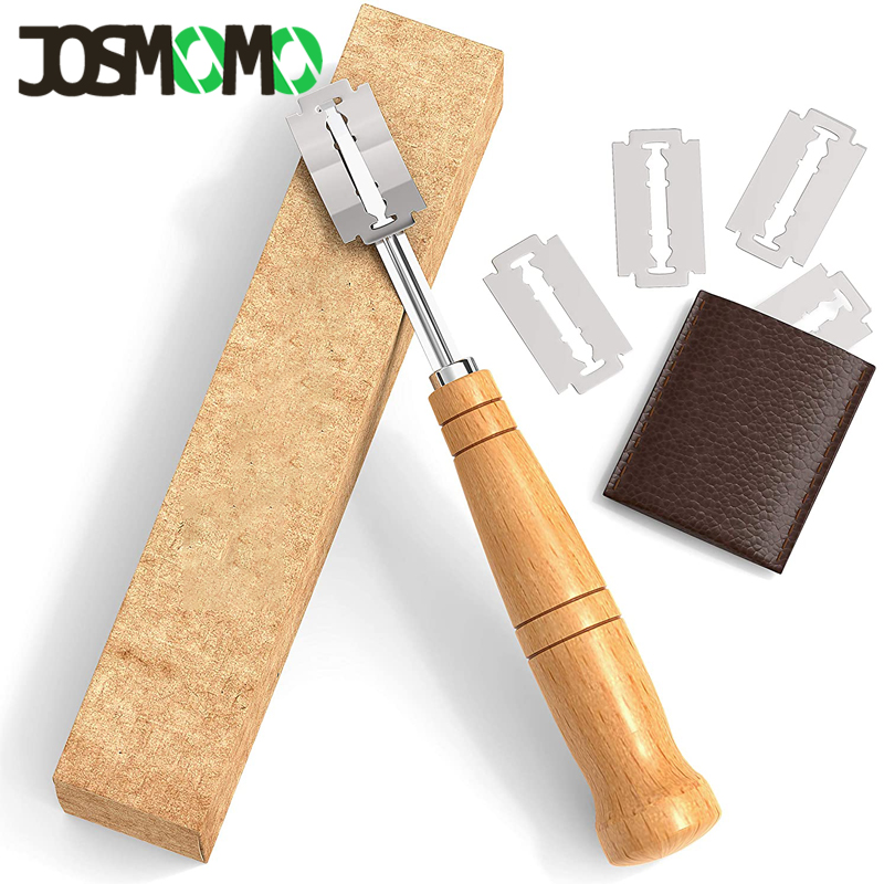 Dụng cụ cắt vết đỉnh bột làm bánh mì thủ công JOSMOMO với tay cầm dài lưỡi dao thay thế được dễ sử dụng bền cao cấp