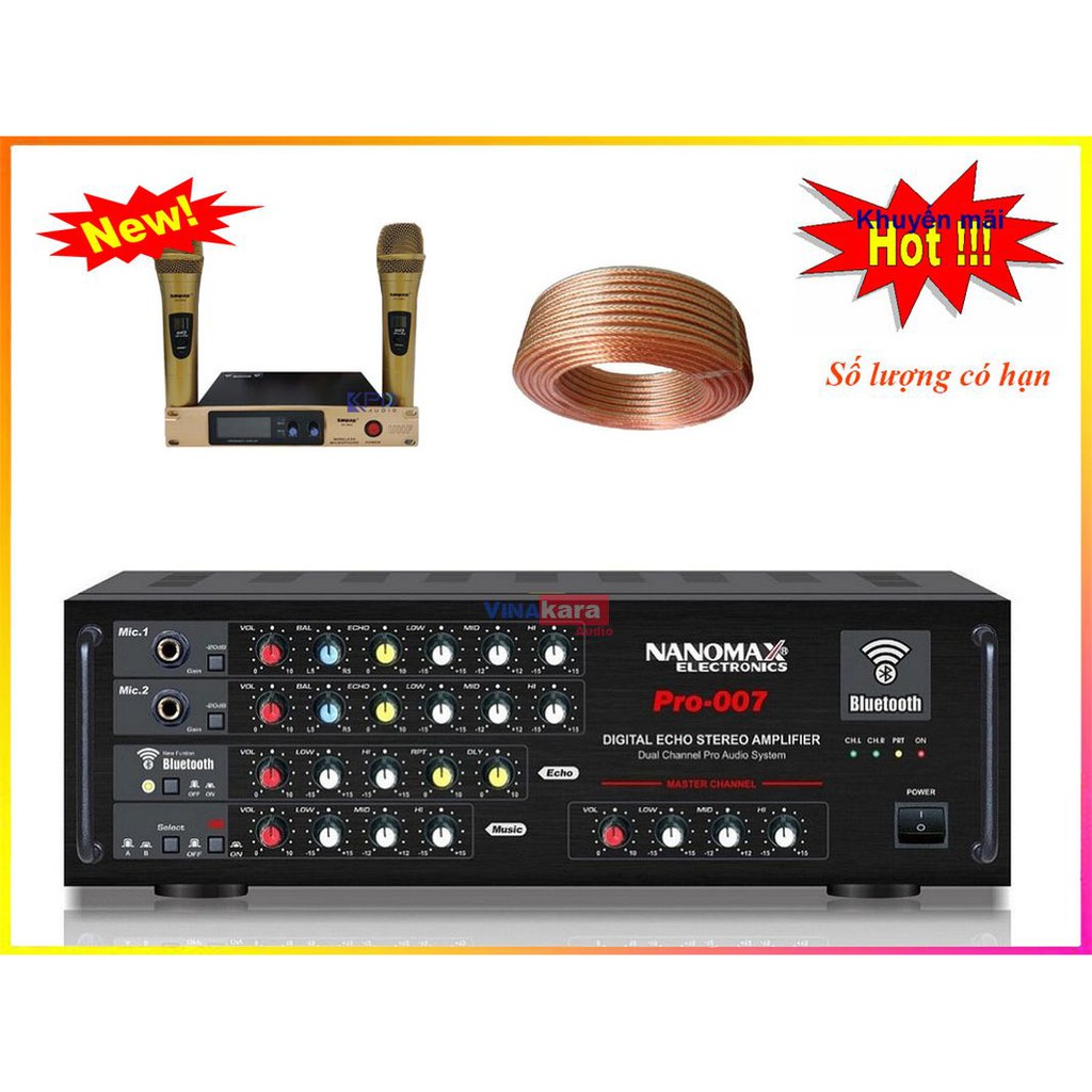 Amply Nanomax Pro-007, Nanomax Pro-009 Karaoke Bluetooth Cao Cấp, Mạnh Mẽ, Bền Bỉ, Chính Hãng, Amply gia đình chất lượng