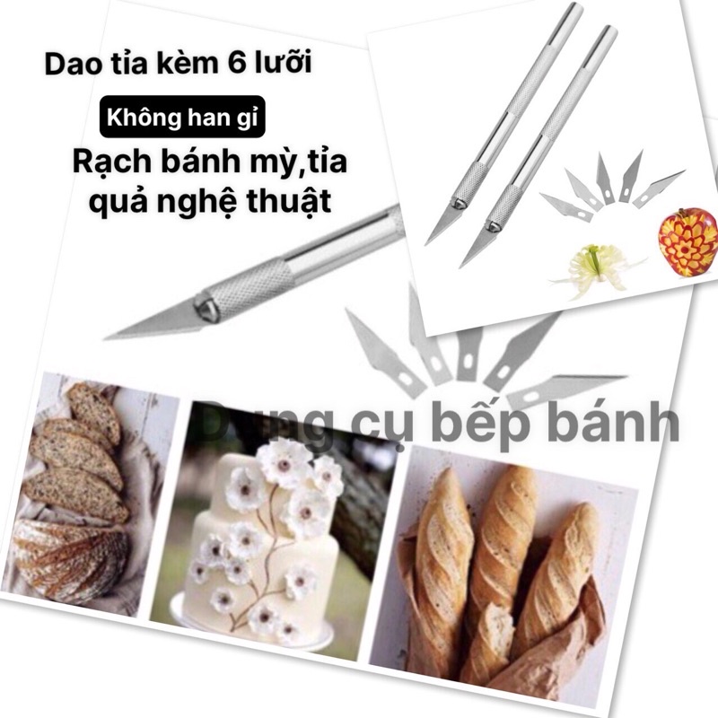 Dụng cụ rạch bánh mỳ, bánh quy kèm 6 lưỡi