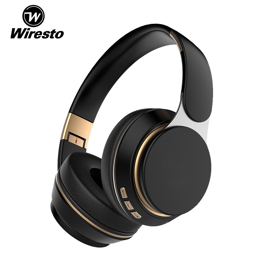 Tai Nghe Chụp Tai Wiresto Không Dây Bluetooth 5.0 Âm Bass Nổi Bật Giảm Ồn Tích Hợp Mic Thiết Kế Gấp Gọn Tiện Dụng