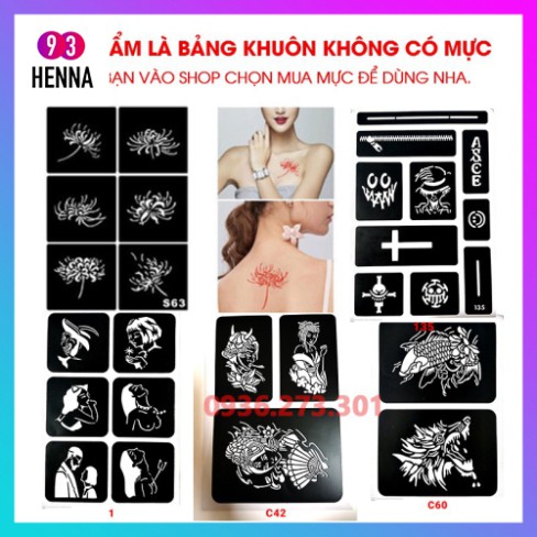 Mã K01 khuôn hình xăm tạm thời chữ nghệ thuật cực đẹp( không kèm mực)