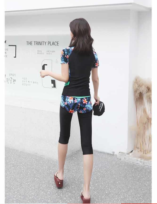 Bộ Đồ Bơi Ba Mảnh Áo Tay Ngắn + Quần Dài Thời Trang Cho Nữ | BigBuy360 - bigbuy360.vn
