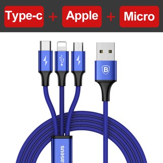 Cáp sạc 3 đầu iPhone/Micro/Type-c chính hãng Baseus