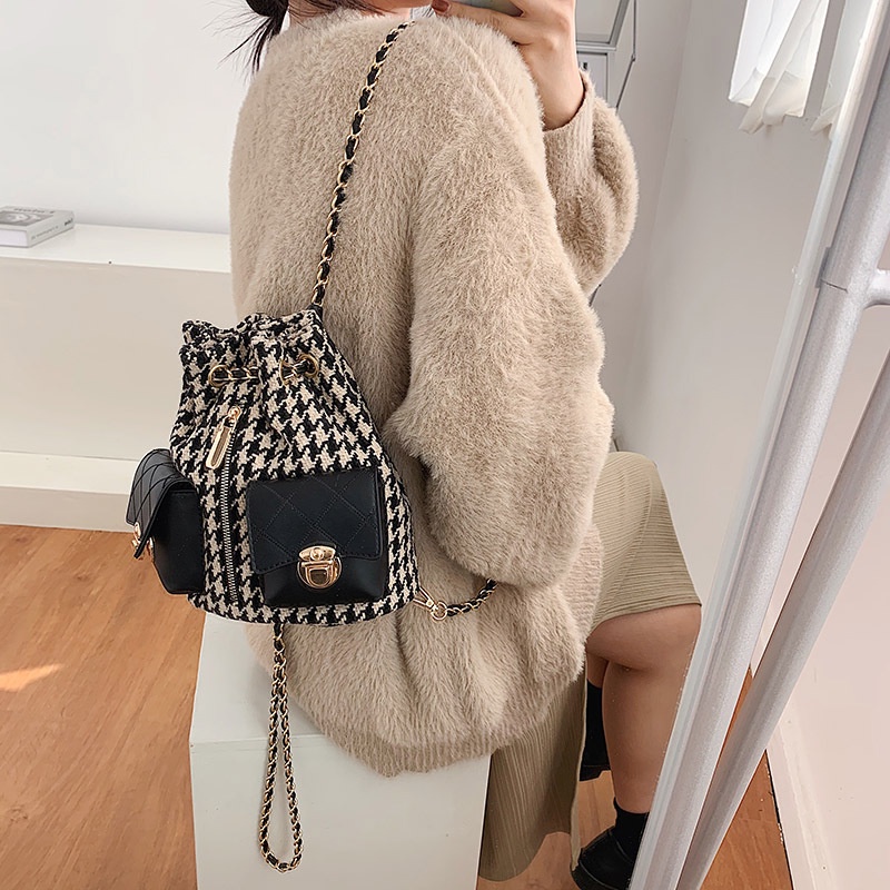 French small bag retro bag for women 2020 new trendy Korean style chain bucket bag Internet Popular textured shoulder messenger bag