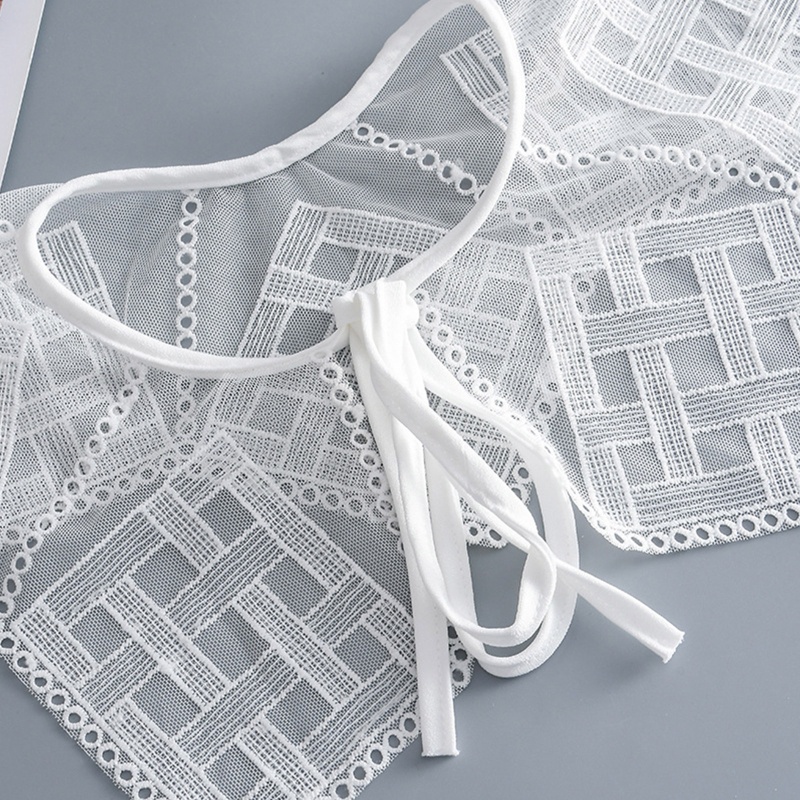 Khăn Choàng Lưới Phối Ren Thêu Họa Tiết Kẻ Ô Tam Giác Dành Cho Nữ