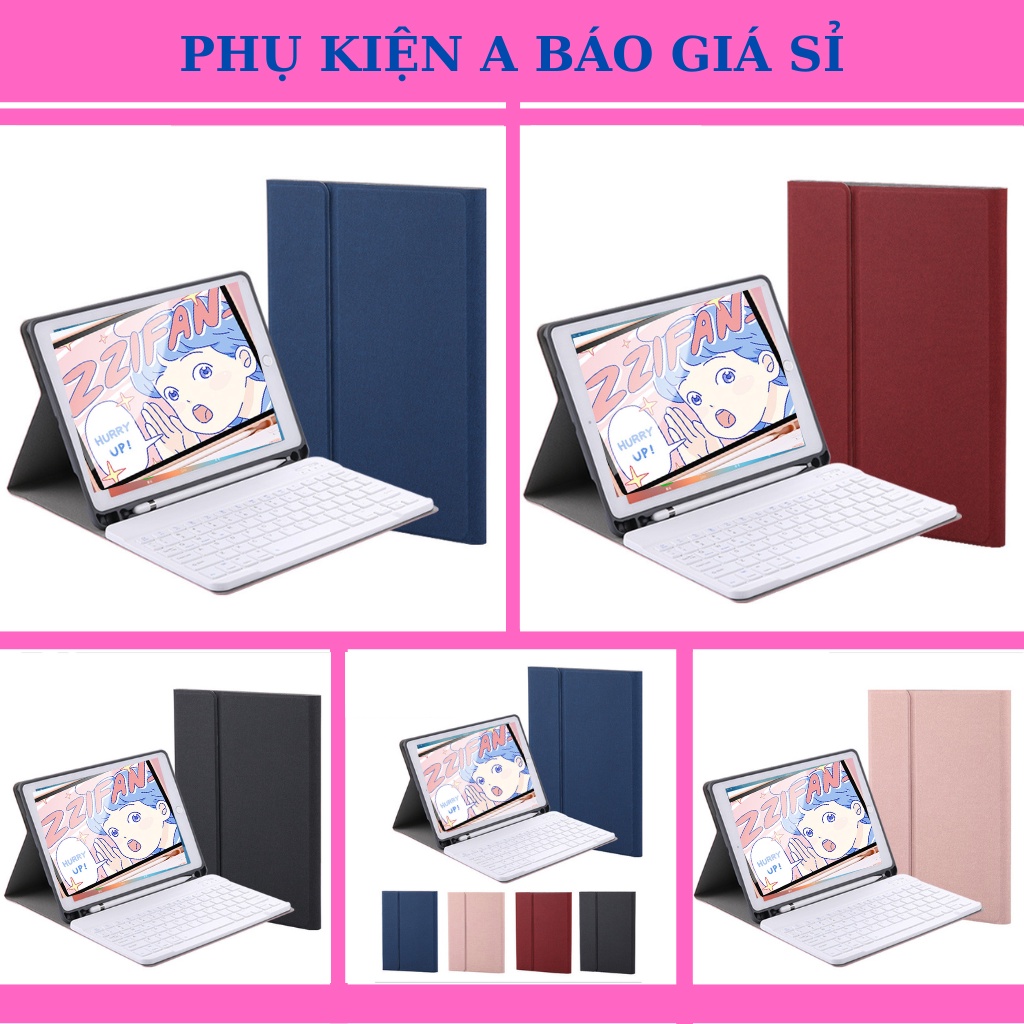 Bao da bàn phím + Ngăn đựng bút Silicon Chất Đẹp ốp iPad Air 1,2,3,4,5,Gen 5,6,7,8,9,Pro 11,9.7,10.5
