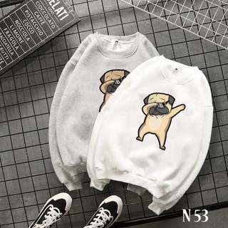 Áo SWEATER UNISEX TAY DÀI họa tiết chó mặt xệ