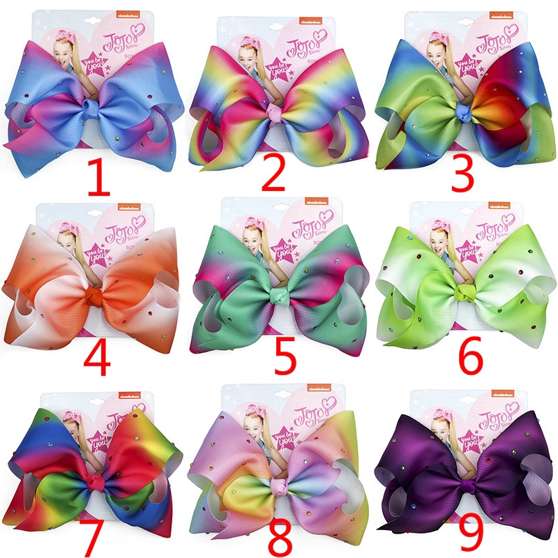2019Jojo Siwa Rainbow Gradient 8-in Kẹp tóc nơ quá khổ
