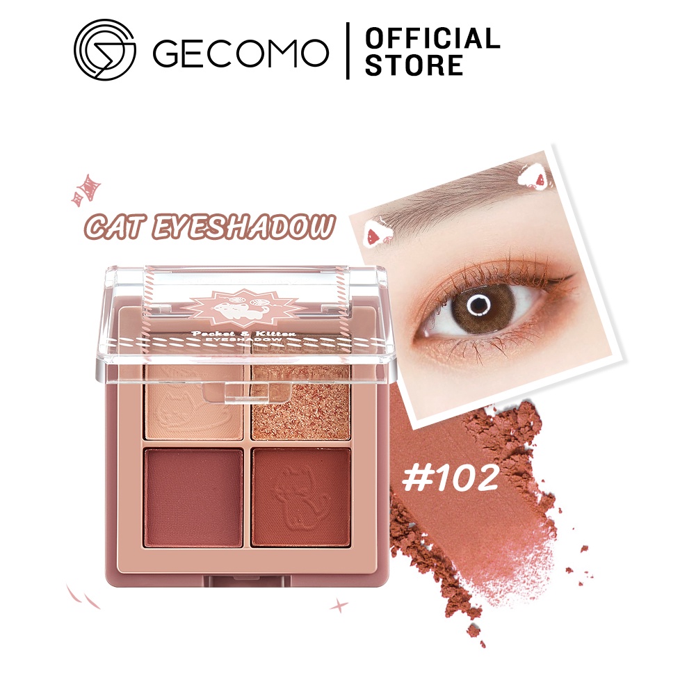 Bảng phấn mắt GECOMO 4 màu lì và ánh ngọc trai kết hợp trang điểm kháng nước lâu trôi | BigBuy360 - bigbuy360.vn