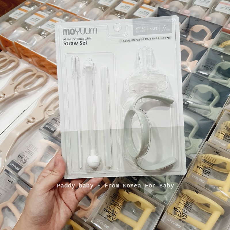 Set hút quả tạ + tay cầm bình sữa/ bình nước Moyuum 170ml&amp; 270ml Hàn Quốc kèm bộ vệ sinh - made in Korea