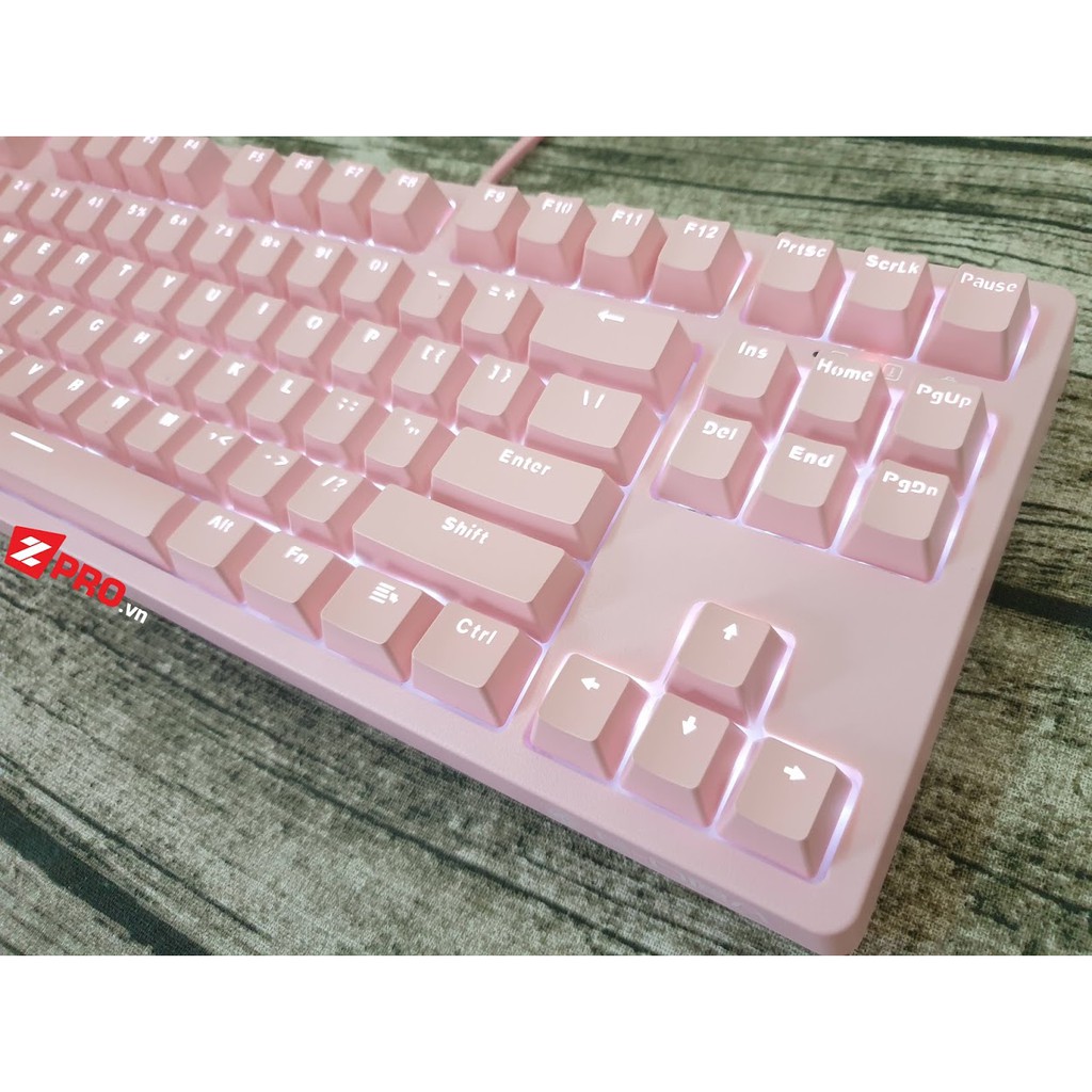 Bàn Phím Cơ EDra EK387 Pink / White / Black RGB , Rainbow V2 - Chính Hãng