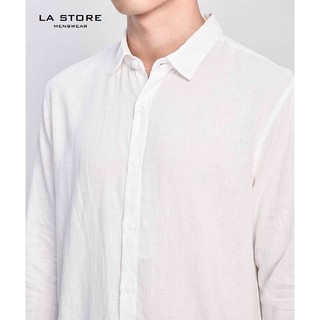 Áo sơ mi nam vải linen màu trắng Routine