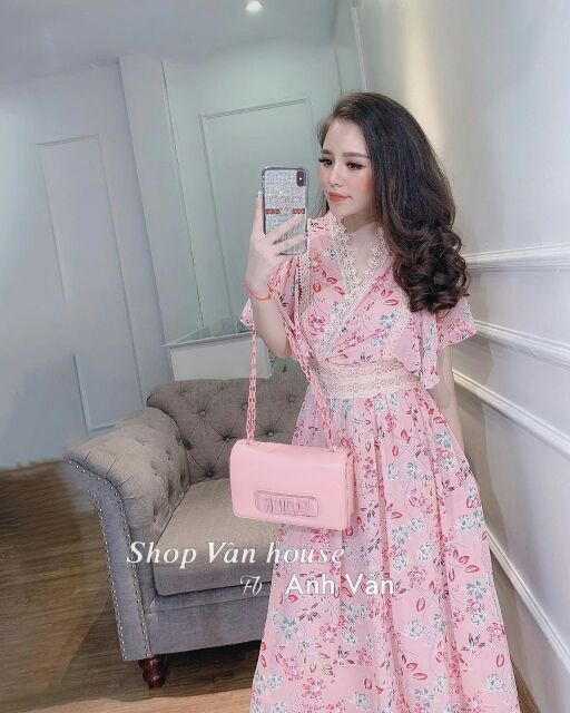 Váy xòe hoa nhí cổ V A1000.369 | BigBuy360 - bigbuy360.vn