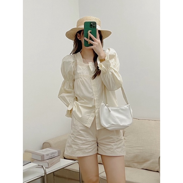 Áo babydoll viền ren bo tay 1609