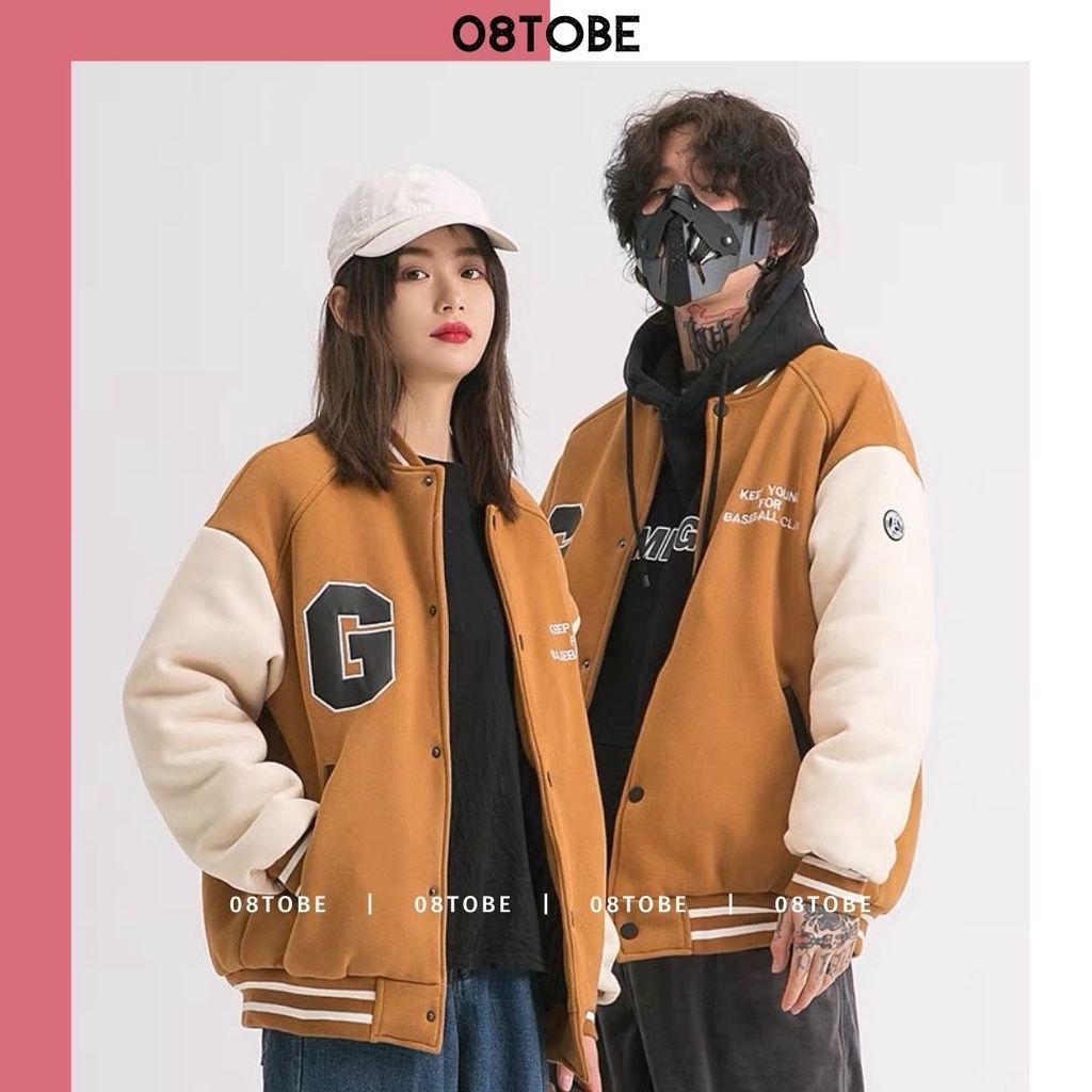 Áo khoác bomber nỉ màu nâu, màu đen nam nữ chất dày dặn hợp thu đông. | BigBuy360 - bigbuy360.vn