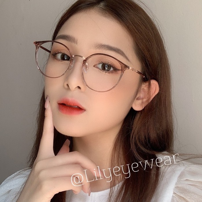 Gọng kính cận nữ Lilyeyewear mắt tròn kim loại gọng mảnh màu sắc thời trang 22642 | BigBuy360 - bigbuy360.vn