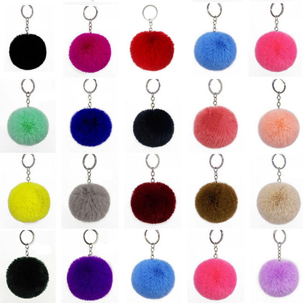 Móc Khóa Banh Lông Thỏ Nhân Tạo 24 Màu Tùy Chọn