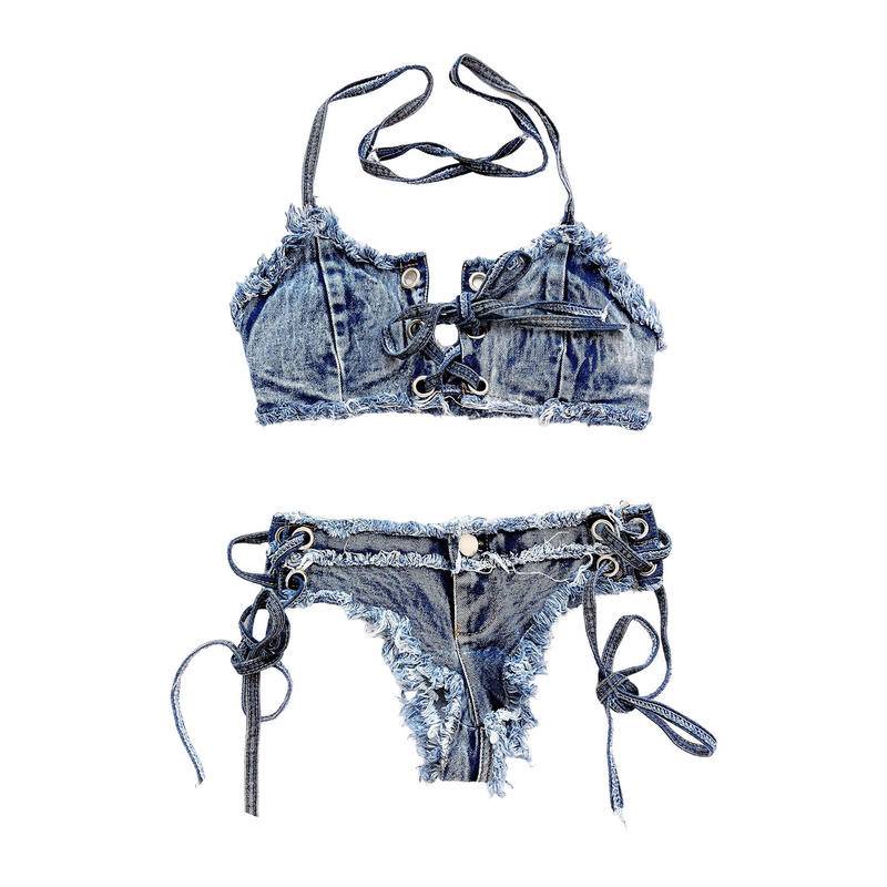 633# Bộ Đồ Bơi Chất Liệu Denim Thời Trang Quyến Rũ Cho Nữ