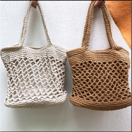 Labonia-Túi cói đi biển xách tay Vintage