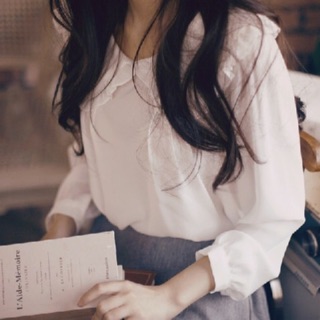 SOLHOUSEVN Áo kiểu nữ chiffon cao cấp phong cách Milkcocoa Hàn Quốc