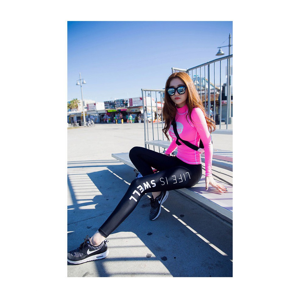 Quần bơi dài nữ, ôm vừa vặn (mẫu trơn và phối chữ) | BigBuy360 - bigbuy360.vn