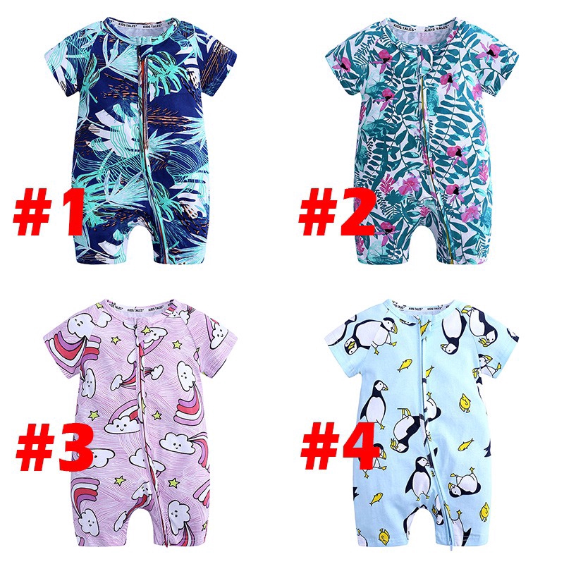 Áo liền quần MANVIN BABY làm từ cotton 100% tay ngắn phối dây kéo dễ thương cho bé