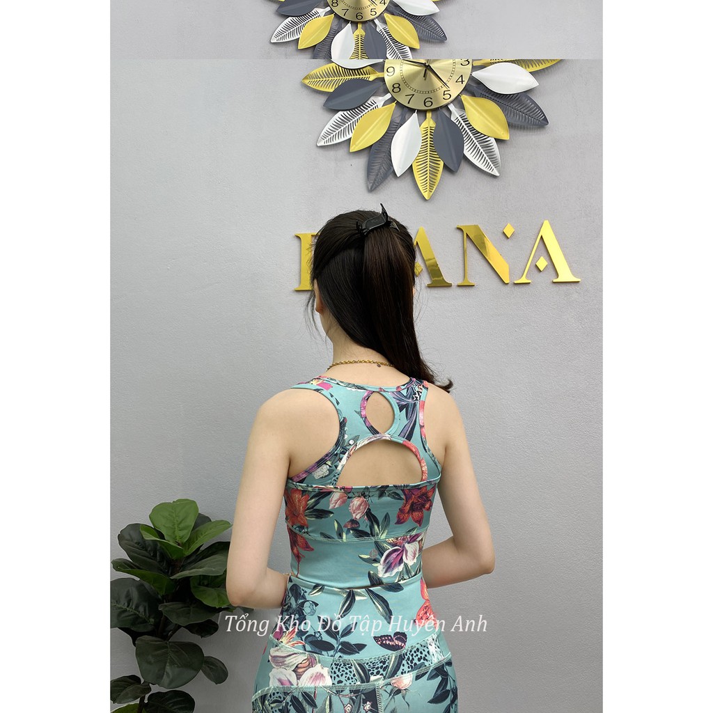 ✅🎯 MẶC LÀ ĐẸP - Ảnh THẬT 100% 🎯✅ Bộ tập GYM nữ đa năng - Yoga nữ - Set tập dài lưng khoét dọc đốm đen xanh