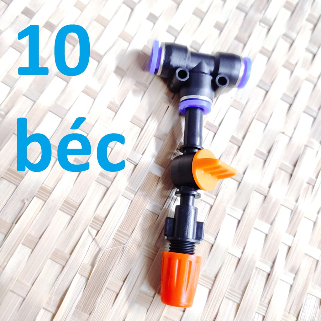 10 Béc tưới cây, phun sương 1 tia nhựa, có van khóa đầu béc, kết nối ống 8mm
