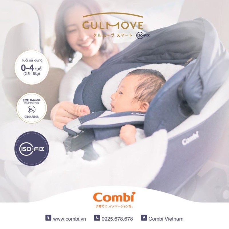 [Mã MKBC13 giảm 80k đơn 1 triệu] GHẾ NGỒI Ô TÔ COMBI CULMOVE XOAY 360 SMART ISOFIX