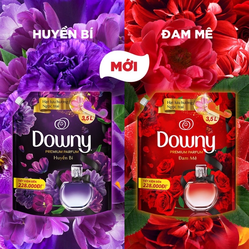 Nước Xả Vải Downy Hương Nước Hoa Cao Cấp Đam Mê 3L Huyền Bí 3.5L