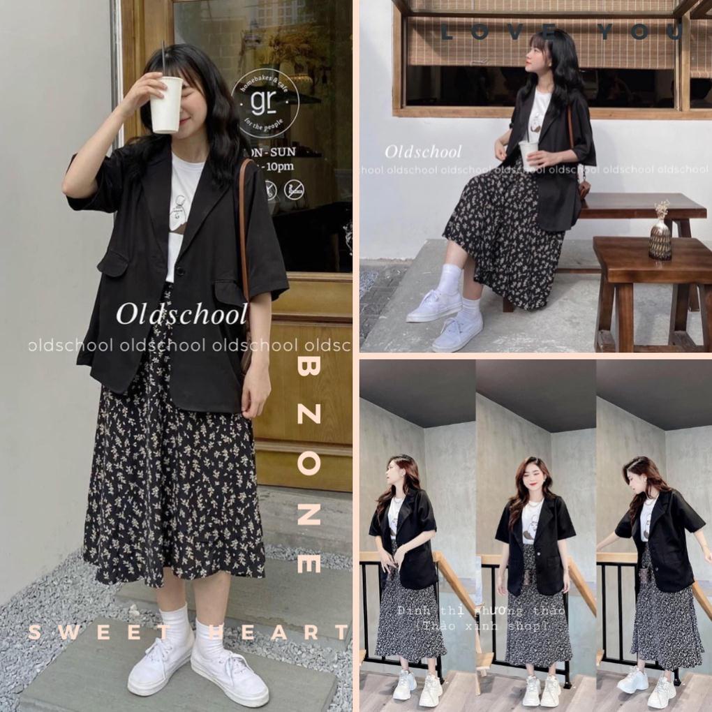 S40 CAO CẤP Combo 3 món: Áo blazer kèm chân váy hoa nhí và áo thun (S40) OR | BigBuy360 - bigbuy360.vn