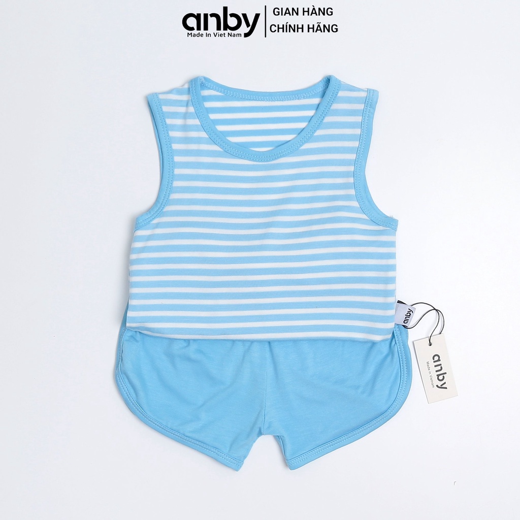 Quần áo trẻ em Anby bộ thun lạnh sát nách từ 1 đến 5 tuổi sọc màu AB44