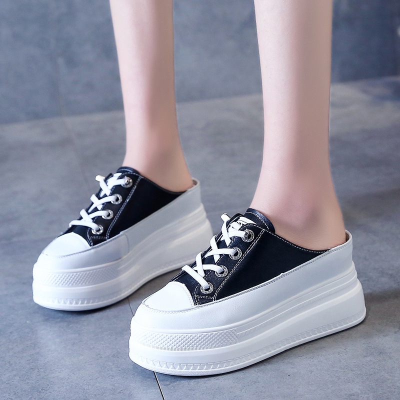 T26 giầy bánh mì đế cao 8cm hở gót sau thời trang