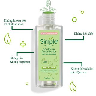 Nước Hoa Hồng Simple Kind To Skin Smoothing Facial Toner 200ml