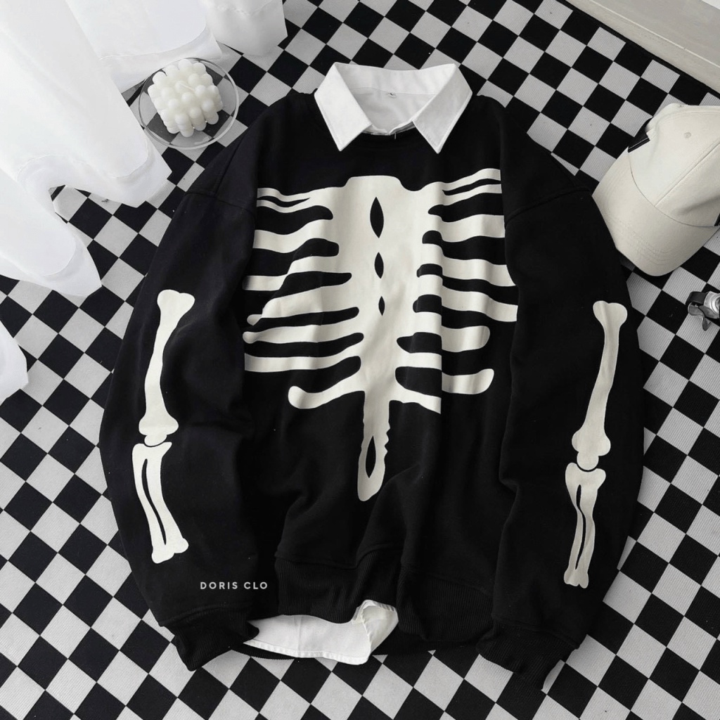 (Free Ship) Áo Hoodie Sweater Nam Nữ Họa Tiết Bộ Xương Thời Trang Cá Tính Sành Điệu Shop VLTN