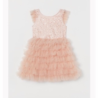 Đầm H&M - Đầm Vải Tuyn Hồng Sequin Size (8Y-10Y) - H&M JP