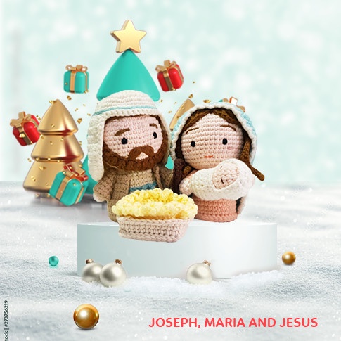 Thú bông len Bobicraft - Marry, Joseph & Jesus - Đồ chơi quà tặng tiêu chuẩn Châu Âu EN71