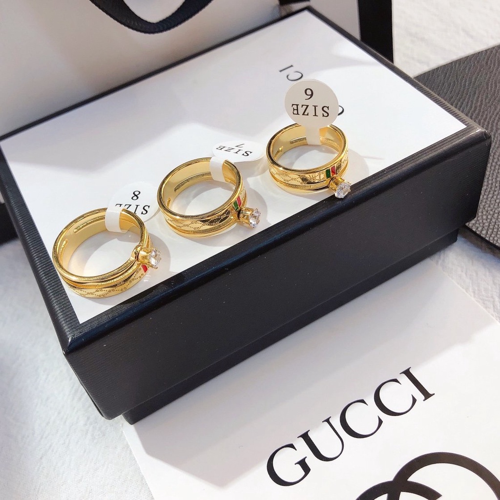 GUCCI Nhẫn đeo tay kim loại phong cách Hàn Quốc cho nữ 925