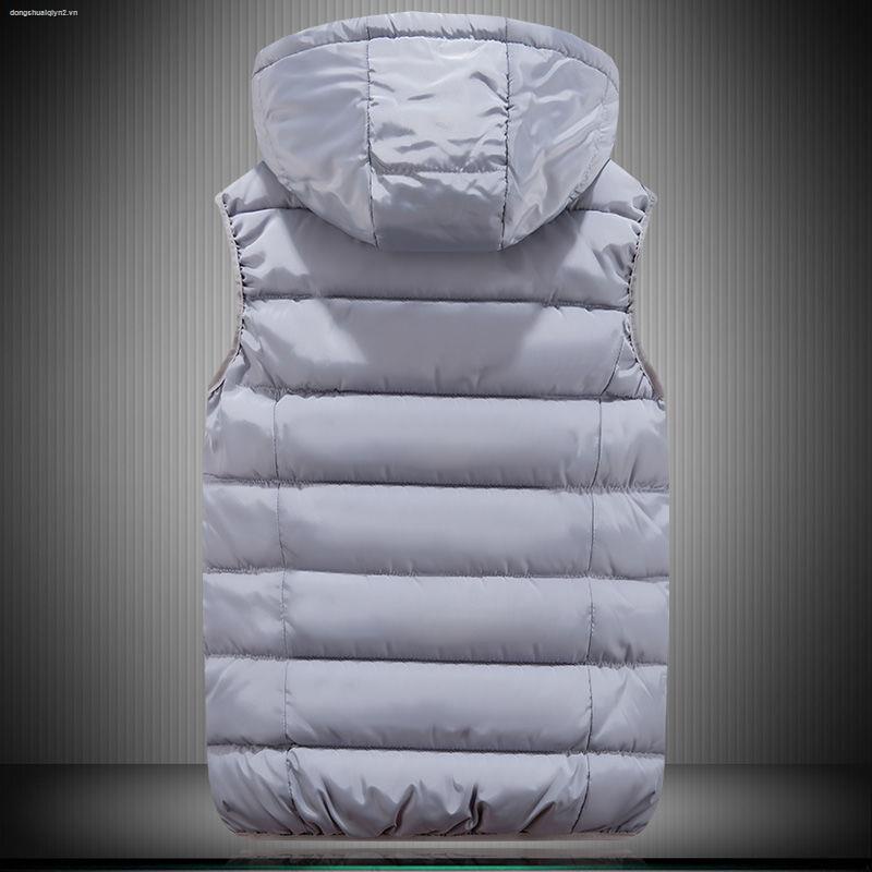 Áo khoác phao sát nách dáng rộng có mũ trùm đầu phong cách Hàn Quốc thời trang thu đông dành cho nam