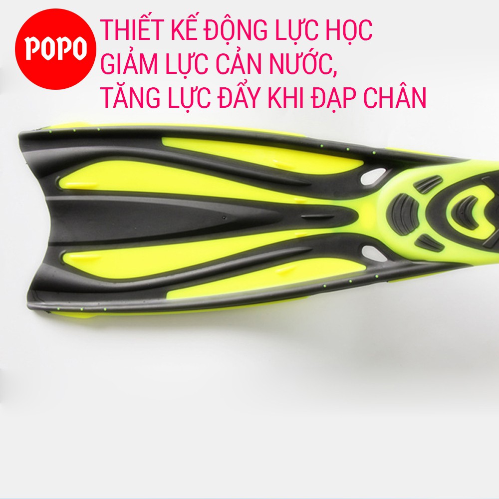 Chân nhái lặn biển chuyên nghiệp POPO 1143 bẻ cong được 90 độ, đàn hồi cao chất liệu silicone cao cấp