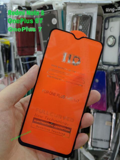 Kính cường lực 11D cho Redmi Note 8 / OnePlus 6T / OnePlus 7 dùng chung Full màn ôm viền 2.5D chất đẹp cao cấp