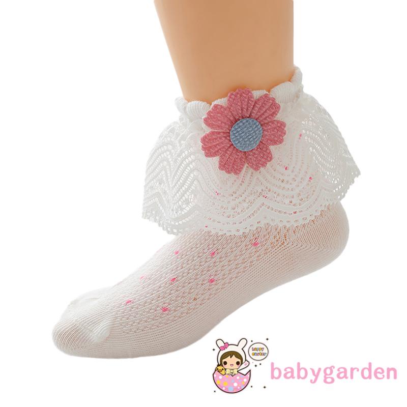 Babygarden- Tất Lưới Cotton Thoáng Khí Phối Ren Hoa Trang Trí Dành Cho Bé Gái