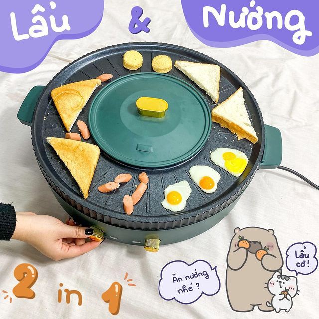 Nồi lẩu kèm nướng kiểu hàn quốc dạng tròn 42cm tiện dụng #chill