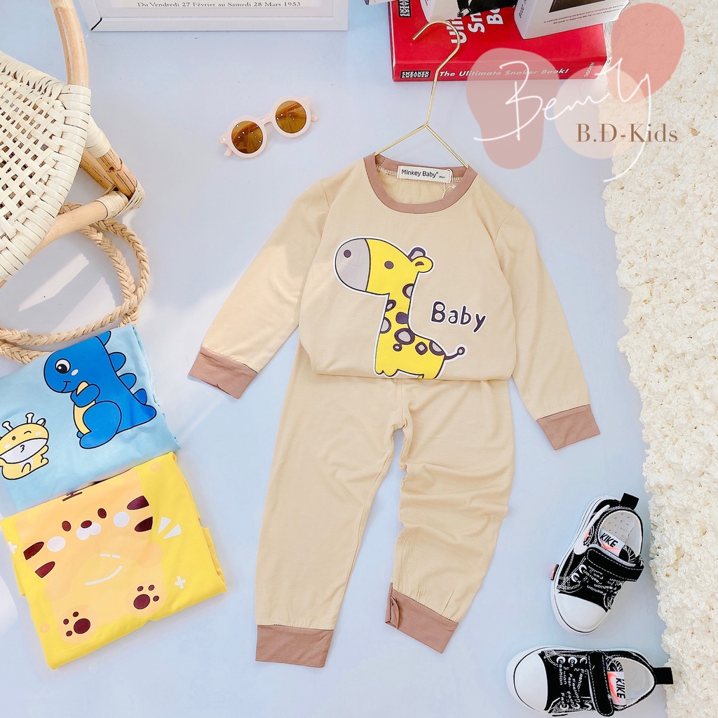 Bộ Dài Tay THUN LẠNH MINKY MOM In Hình Động Vật Cute Cho Bé Trai, Bé Gái