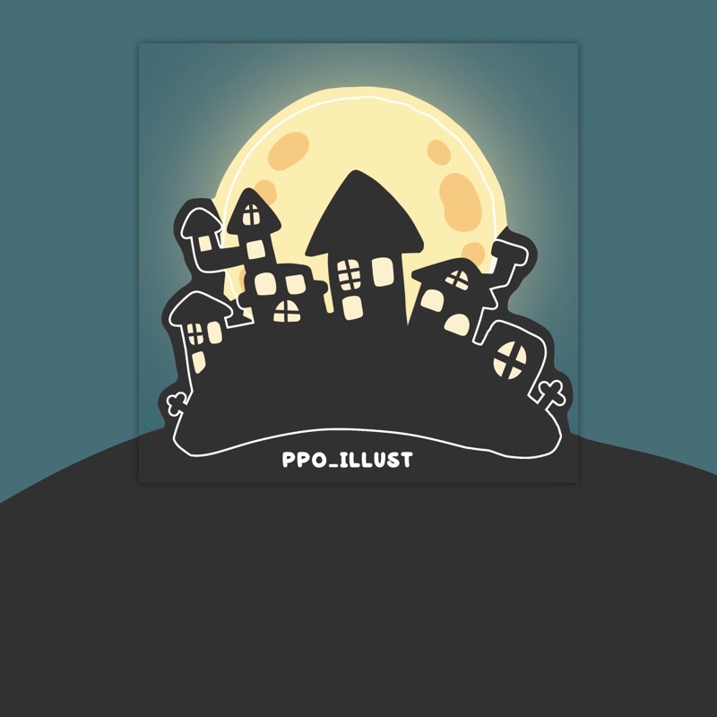 Ppo | Nhãn dán HAUNTED HOUSE trang trí sổ
