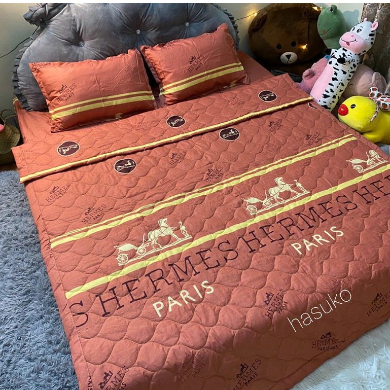 Bộ chăn hè ga gối 5 món Hermec cam drap giường đủ kích thước m2.m6.m8 và 2m2