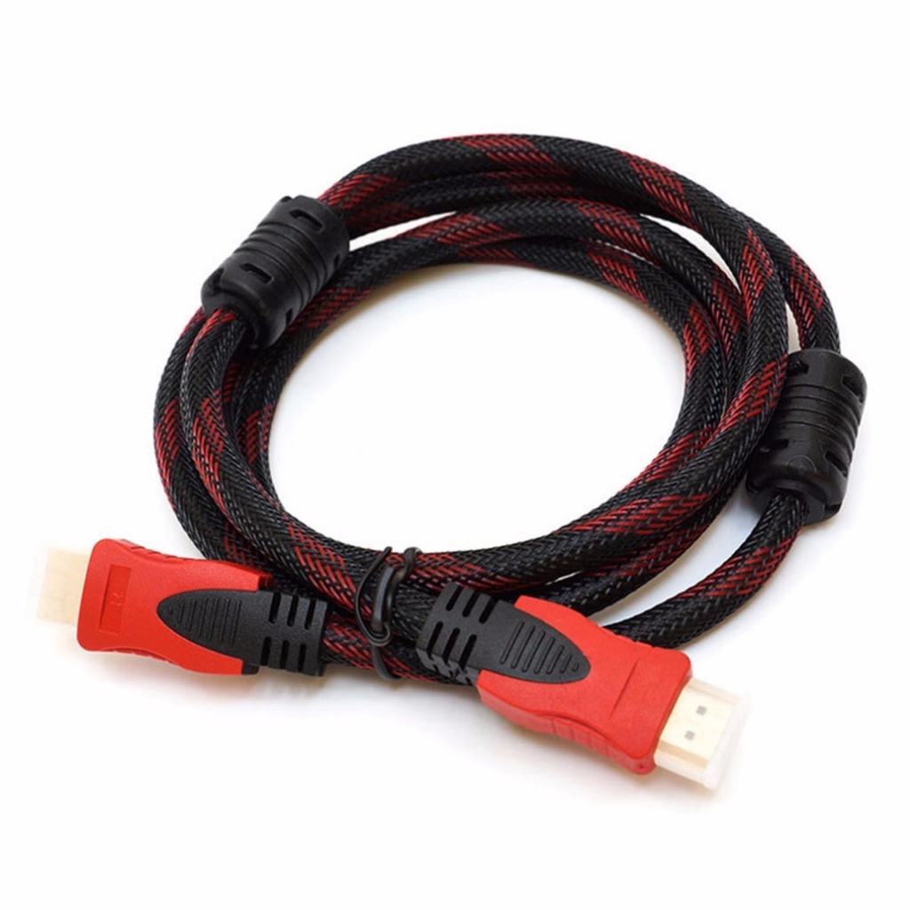 Dây kết nối HDMI (đỏ đen, Dây cáp kết nối HDMI bọc vải cực bền cắm là chạy không cần cài đặt