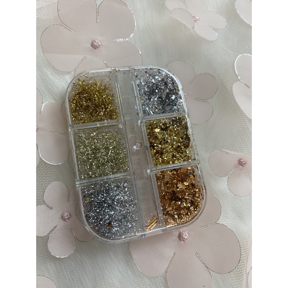 Nhũ ẩn trang trí móng tay   sét 6 hũ