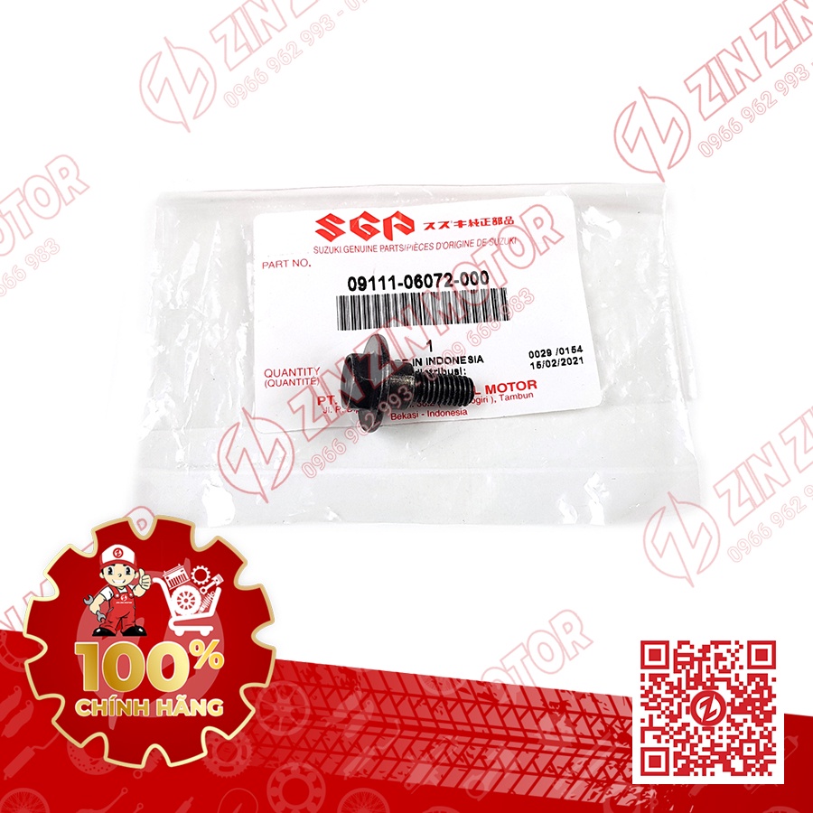 Ốc dè sau Satria Fi Raider Fi 09111-06072-000 chính hãng Suzuki Indonesia